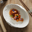 Axyaa Ceramic Oval Soup Plate - White Minimalist Dinner Plate