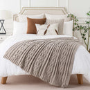 Axyaa Chenille Plaid Throw Blanket - Soft & Thick Knitted Bedspread