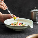 Axyaa Ceramic Shaped Plate Set for Dipping, Fruit Salad, Sashimi, and Soup Plates
