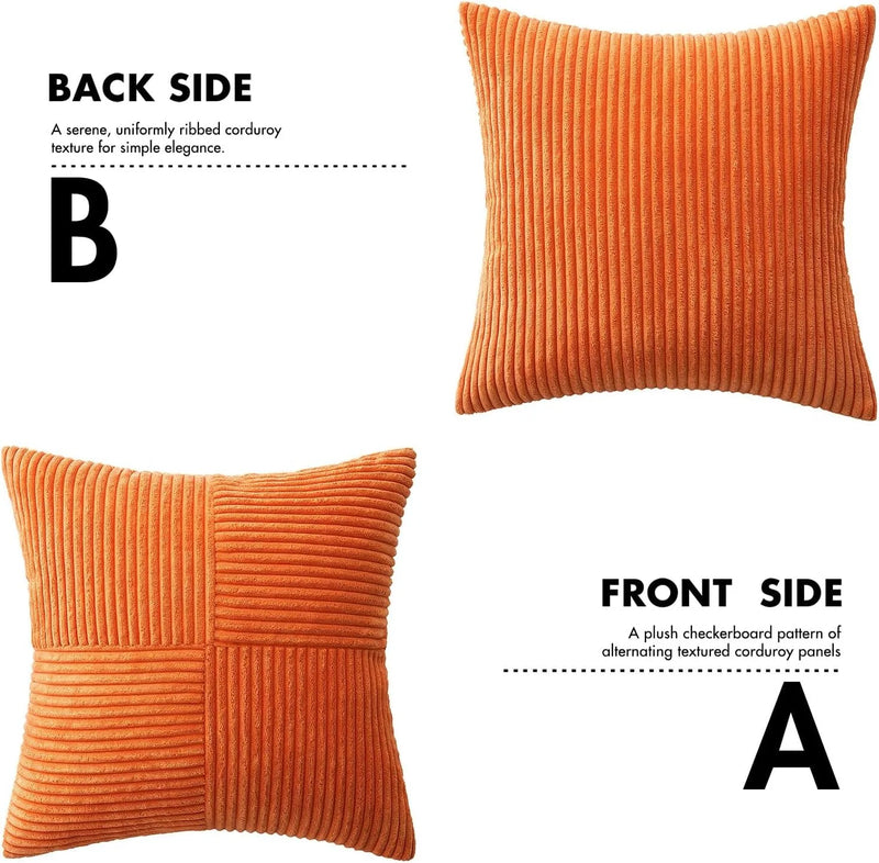 Axyaa Soft Velvet Orange Throw Pillow Covers for Couch Sofa Bed Living Room