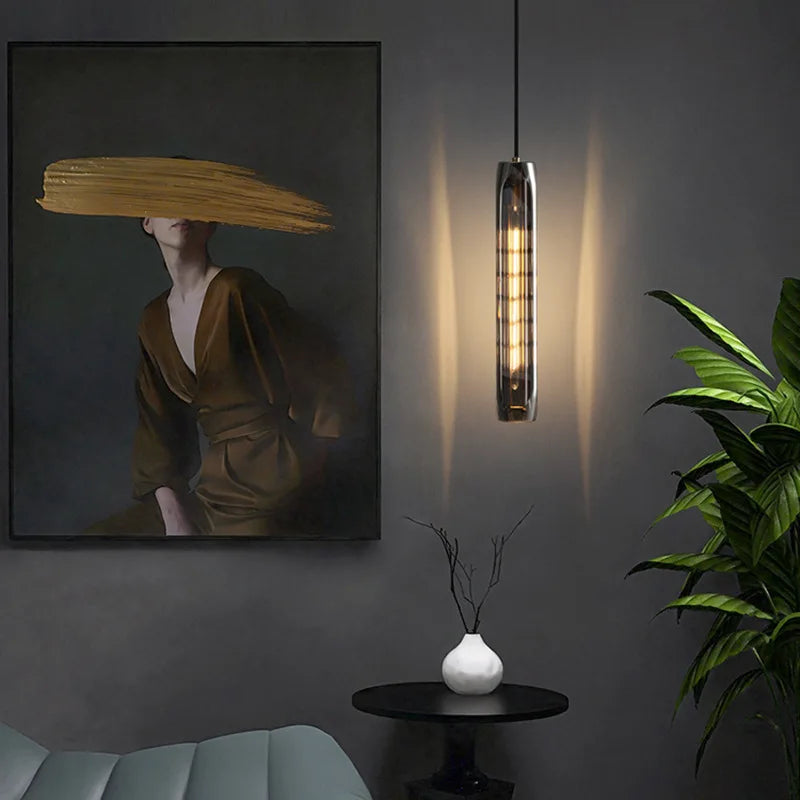 Axyaa Clear Glass LED Pendant Lights Modern Minimalist Hanging Lamp