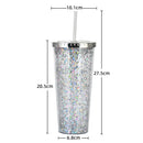 Axyaa Glitter Plastic Sippy Cup - Double Layer Cold Drink Coffee Cup