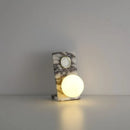 Axyaa Marble White Desk Lamp with Glass Ball Accent, Ideal for Bedroom, Foyer, Hotel