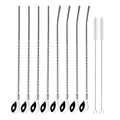 Axyaa Stainless Steel Straw Spoon Set - Reusable Metal With Brush for Drinking