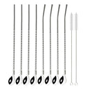 Axyaa Stainless Steel Straw Spoon Set - Reusable Metal With Brush for Drinking