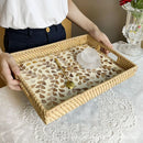 Axya Rattan Shell Storage Tray: Handmade Light Luxury for Home, Restaurant, and Picnics