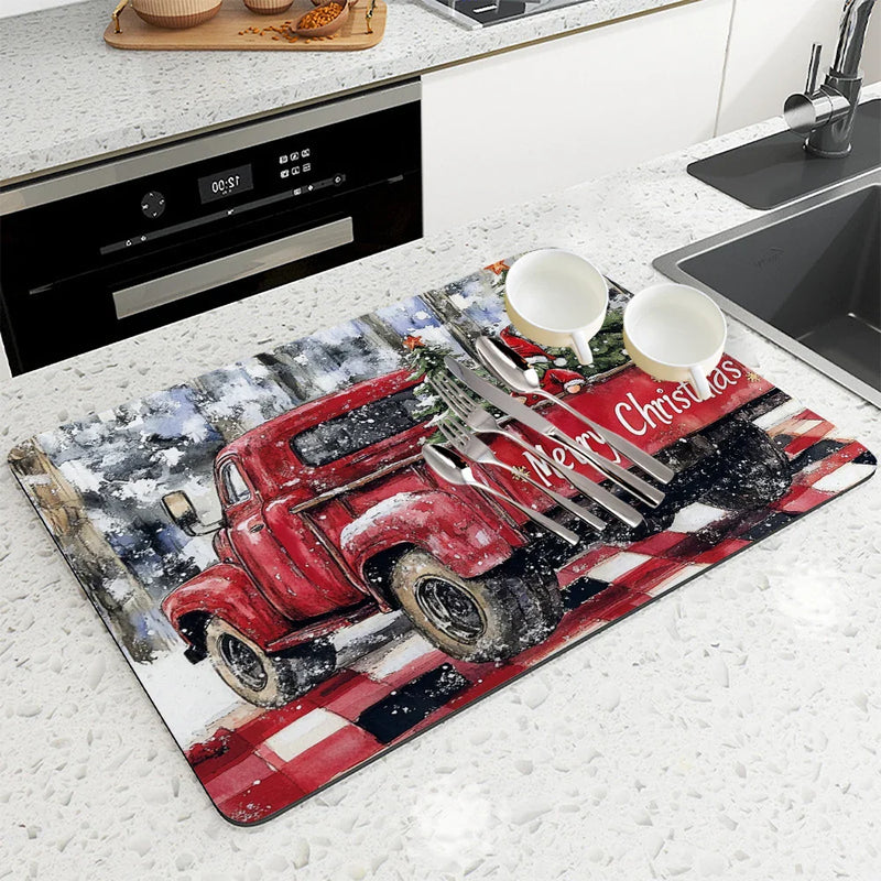 Absorbent Draining Mat by Axyaa: Antiskid Kitchen & Bathroom Quick Dry Pad