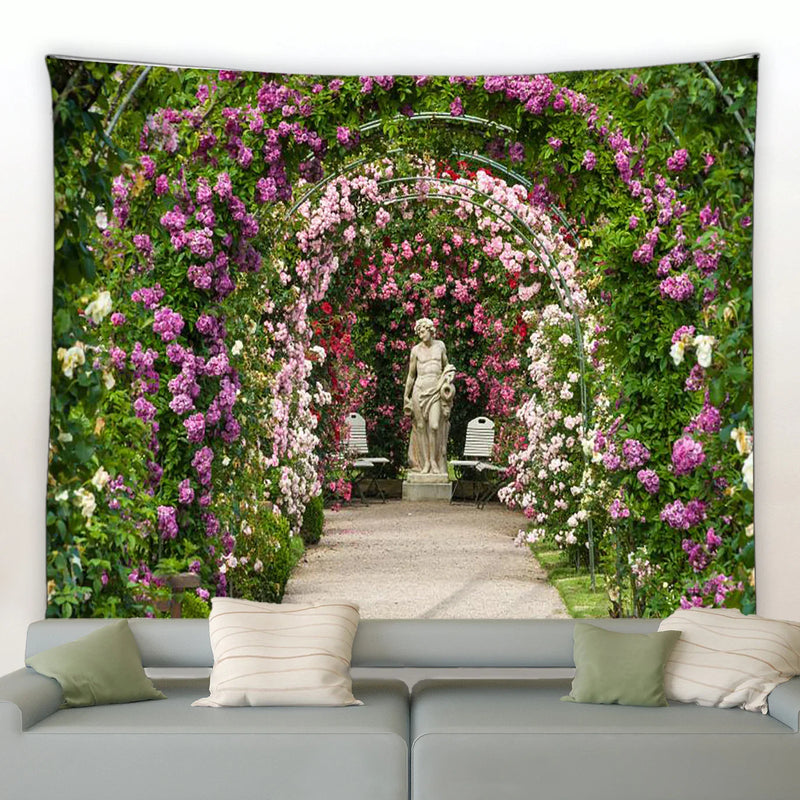 Axyaa Romantic Floral Garden Tapestry for Living Room Dorm Aesthetics