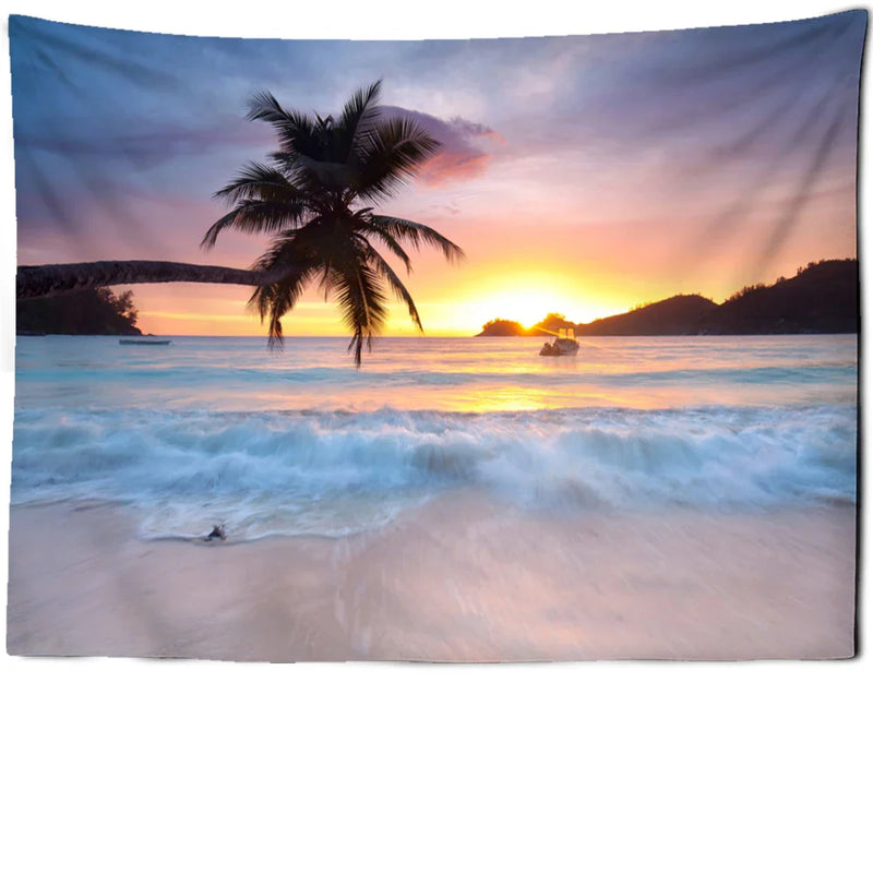 Axyaa Beach Sun Forest Painting Tapestry Wall Hanging for Boho Home Decor