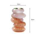 Axyaa Geometric Pebble Stack Glass Vase Gradient Color Flower Caterpillar Arrangement