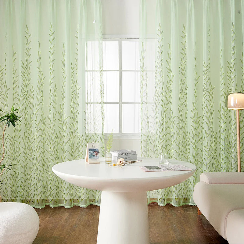 Axyaa Willow Leaf Tulle Curtain for Stylish Home Decor