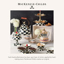 Axyaa Courtly Check Enamel Vase, Stylish Table Decor, Black-and-White Accent for Living Room