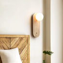 Axyaa Yellow Travertine Glass Ball LED Wall Sconce - Japan Style Luxury Bedroom Light
