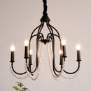 Axyaa Retro Black E14 Candle Chandelier for French Living Room Decor