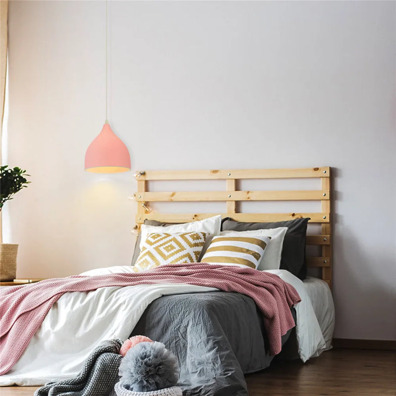 Axyaa Pink Wood Pendant Light: Nordic Modern E27 Shade for Home Decor Lighting