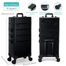 Axyaa 4-Layer Rolling Makeup Case - Large Portable Cosmetic Organizer