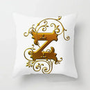 Axyaa European Gold 26 Letters Digital Printed Pillowcase for Home Decor