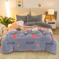 Axyaa Bohemian Floral Comforter: Thick Plush Coral Fleece Quilted Blanket for Autumn/Winter