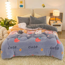 Axyaa Bohemian Floral Comforter: Thick Plush Coral Fleece Quilted Blanket for Autumn/Winter