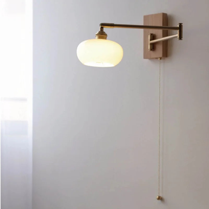 Axyaa Rotating Japanese Wall Lamp - Left Right Rotatable Long Arm Bedside Light