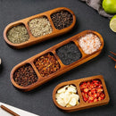 Axyaa Wooden Divided Serving Tray | Multi Compartment Sauce Dishes Elegant Wood Plates