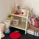 Axyaa Rattan Double-Layer Cup Storage Organizer - Kitchen Shelf for Coffee Corner