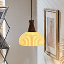 Axyaa Ceramic Wood LED Pendant Lights - Modern Hanging Lamp for Home Decor