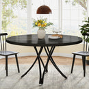 Axyaa 47-Inch Round Farmhouse Dining Table for 4-6 People, Industrial Kitchen Dinner Table