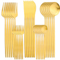Axyaa 30-Piece Stainless Steel Matte Gold Cutlery Set & Tableware Kit