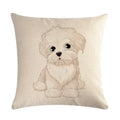 Axyaa Cute Pet Dog Pattern Linen Pillowcase for Home and Office Decor 45*45cm