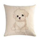Axyaa Cute Pet Dog Pattern Linen Pillowcase for Home and Office Decor 45*45cm