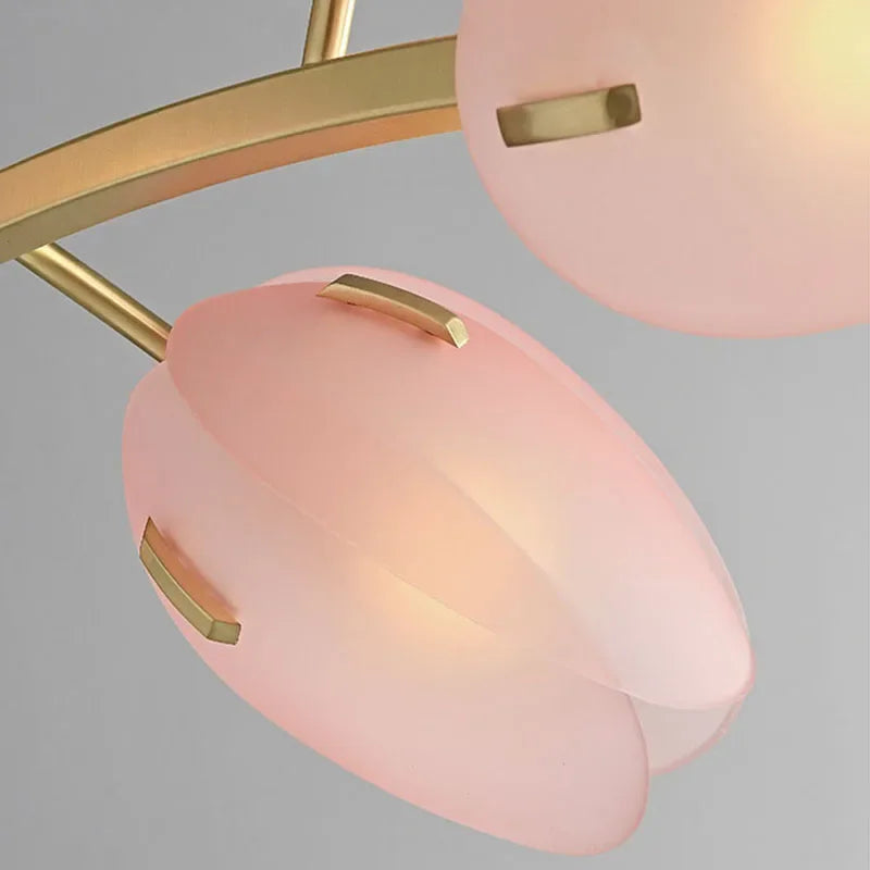 Axyaa Pink Glass Tulip Bud Pendant Chandelier