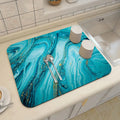 Axyaa Blue-Green Oil Painting Abstract Kitchen Placemat - Non-Slip & Super Absorbent