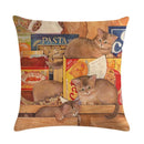 Axyaa Cute Cat Pet Pattern Pillow Cover Linen Throw Pillow 45*45cm