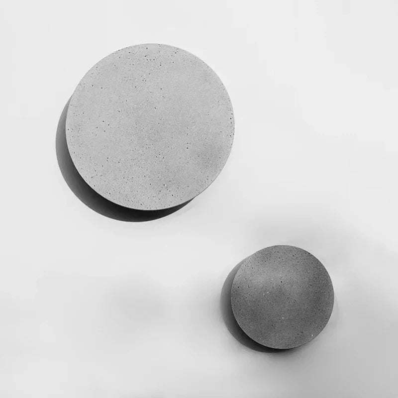 Axyaa Circular Cement Wall Lamp Gray Sconce Light for Modern Home Decor