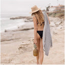 Axyaa Stripe Beach Sports Towel with Tassel for Gym, Camping, Sauna, and Swimming Pool