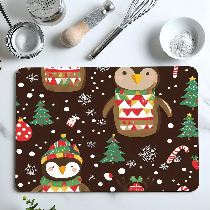Axyaa Christmas Tree Penguin Snowflake Absorbent Drying Mat