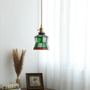 Axyaa Vintage Glass LED Pendant Light Retro Brass Hanging Lamp