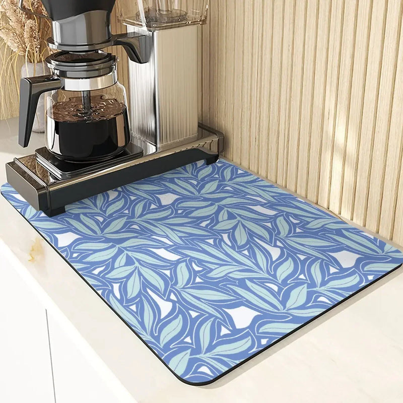 Axyaa Leaves Pattern Silicone Dish Mat for Absorbent Drying & Home Decor