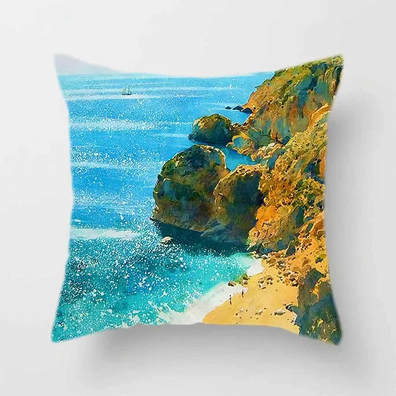 Axyaa Scenery Sailboat Pattern Pillow Cover 45X45CM for Home Decor