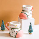 Axyaa Christmas Sock Ceramic Cup & Marker Pen Set, 650ml Holiday Table Decor Drinking Utensil