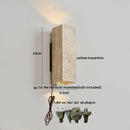 Axyaa Wood Canopy LED Wall Lights Yellow Travertine Modern Indoor Sconce