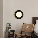 Axyaa White Flower LED Wall Sconce, Vintage Black Travertine Living Lights