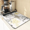 Axyaa Silicone Dish Mat, Flowers Pattern Absorbent Drying Mat for Kitchen Essentials