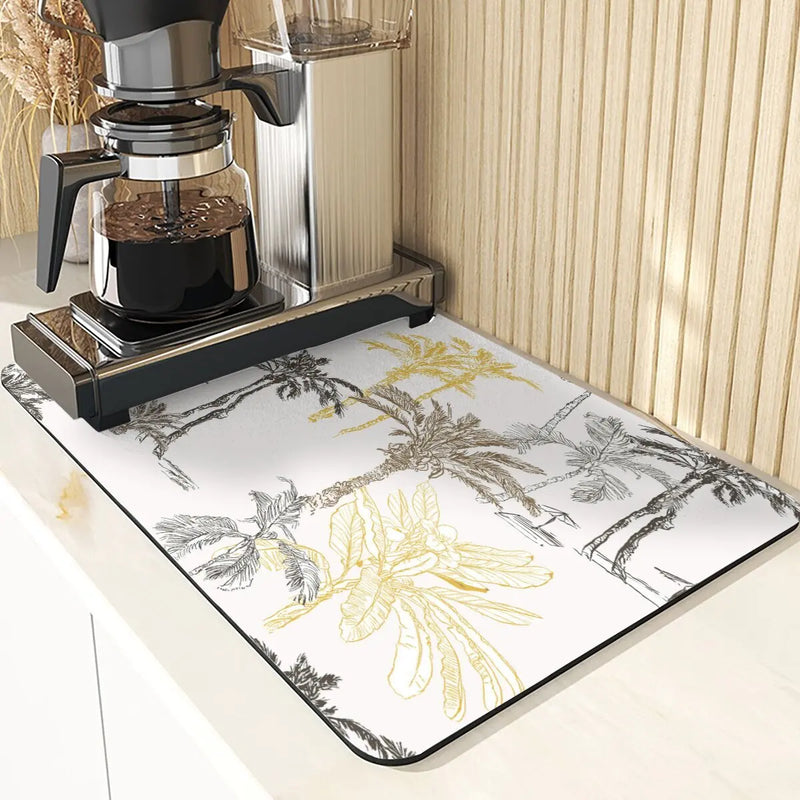 Axyaa Silicone Dish Mat, Flowers Pattern Absorbent Drying Mat for Kitchen Essentials