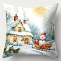 Axyaa Winter Holiday Pillowcase - Festive Snowman & Santa Claus Sofa Cushion Cover