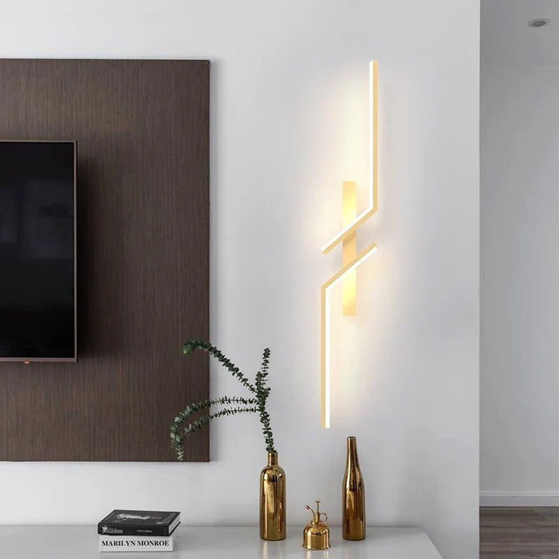 Axyaa Gold Minimalist Led Wall Sconce for Bedroom Living Room TV Sofa Background