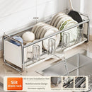 Axyaa Over Sink Drainer Rack: Dish Drying Bowl Organizer & Cup Holder Shelf