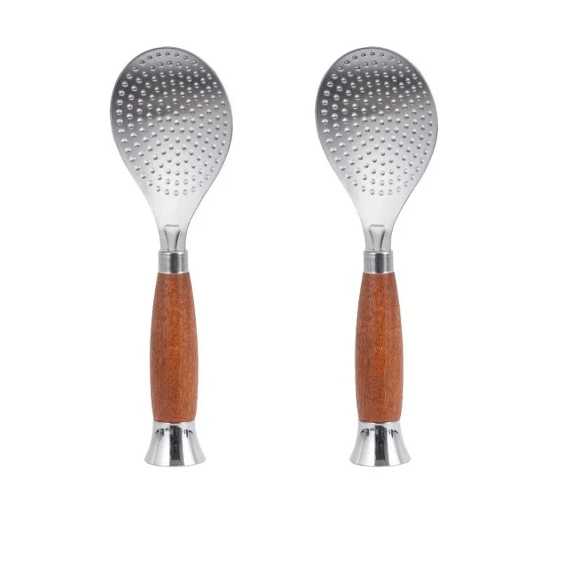 Axyaa Stainless Steel Rice Scoop with Wooden Handle - Non-Stick Kitchen Spatula