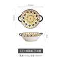 Axyaa Japanese Ceramic Binaural Soup Bowl Large Salad Bowl Ramen Noodles Dish